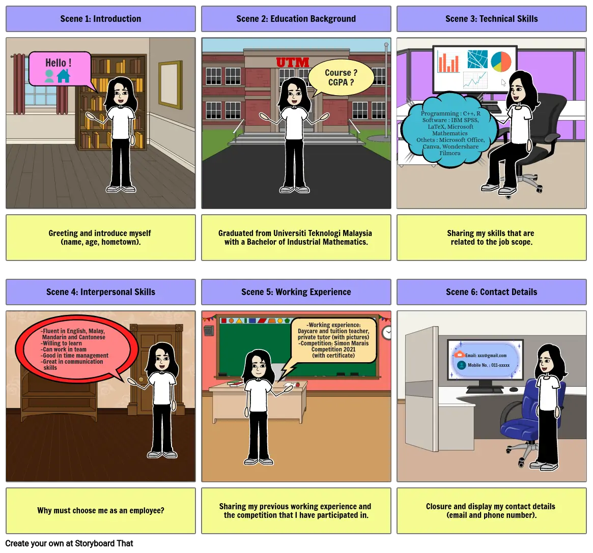 Storyboard for resume