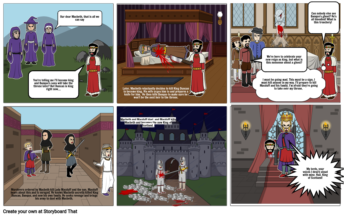 The story of Macbeth story board Storyboard by 01198c38