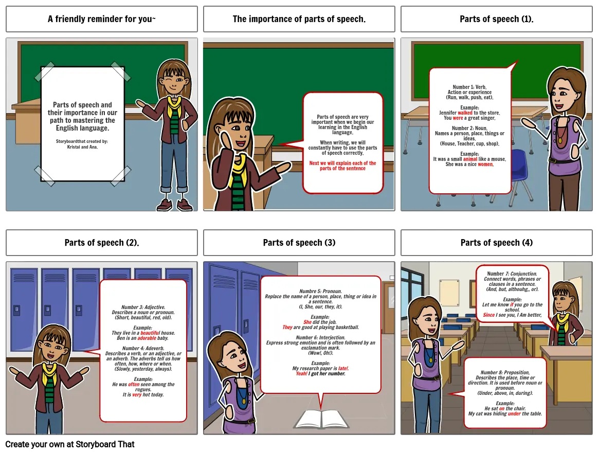 A friendly reminder about parts of a speech.