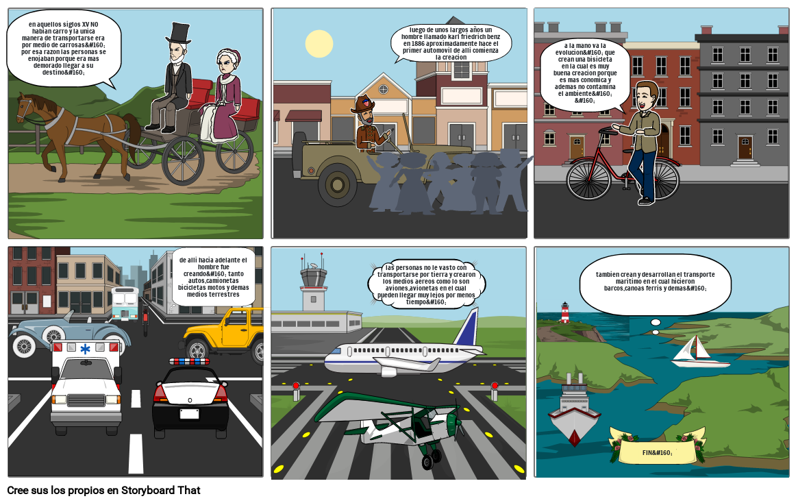EVOLUCION DE LOS MEDIOS DE TRANSPORTES Storyboard EVOLUCION DE LOS MEDIOS DE TRANSPORTES Storyboard