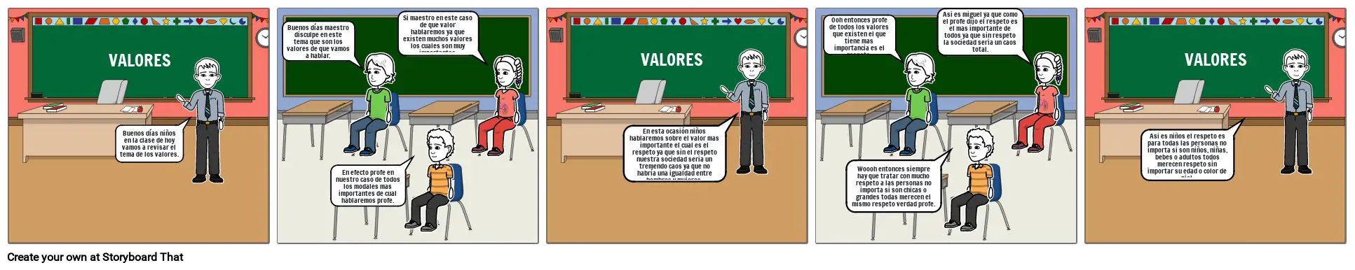 Historieta sobre los valores morales