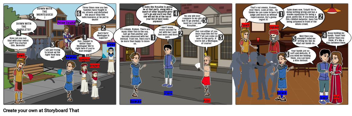 Romeo and Juliet Act 1 Storyboard