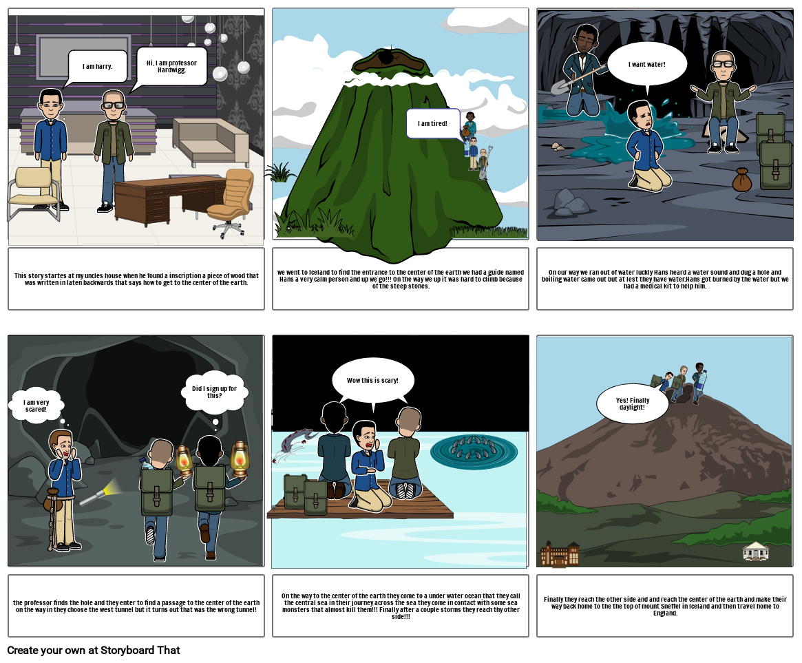A journey to the center of the earth Storyboard