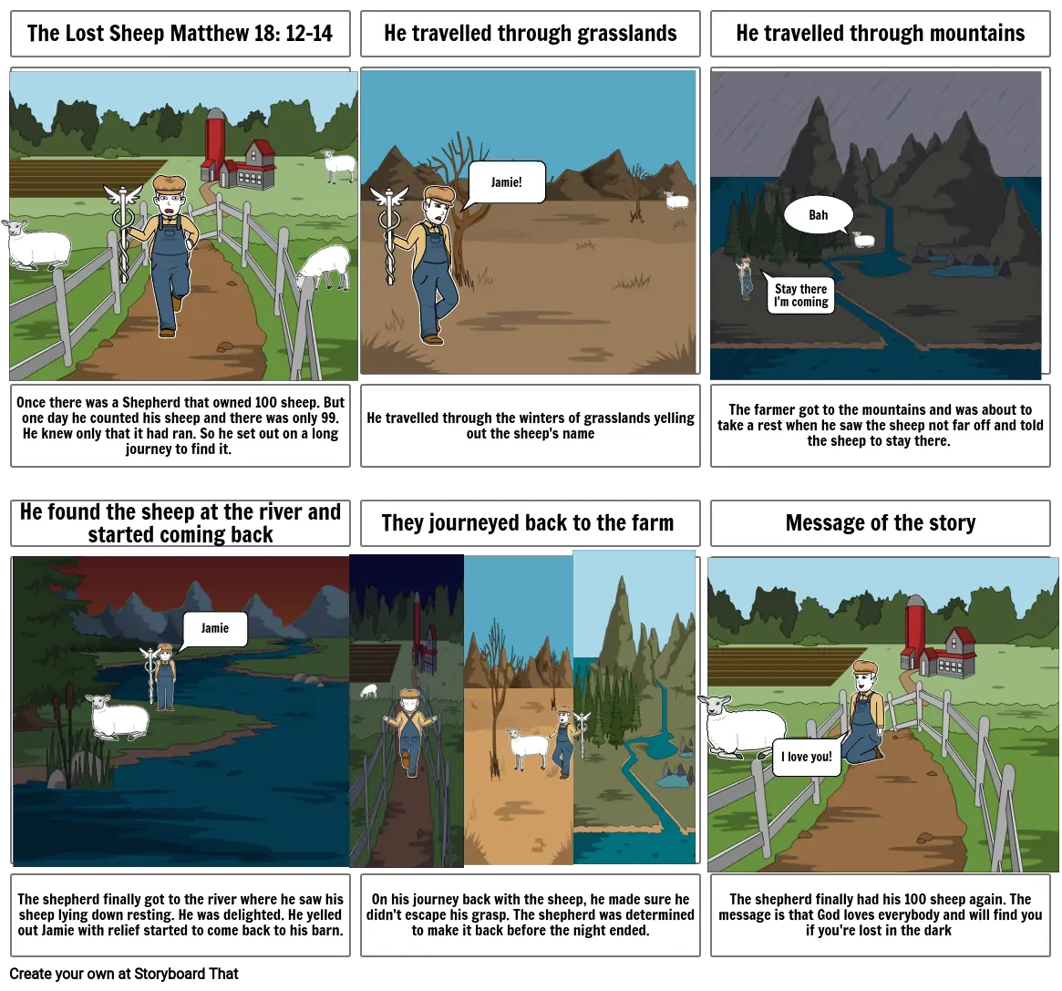 Parable of the lost sheep Storyboard por 08f5d8cb