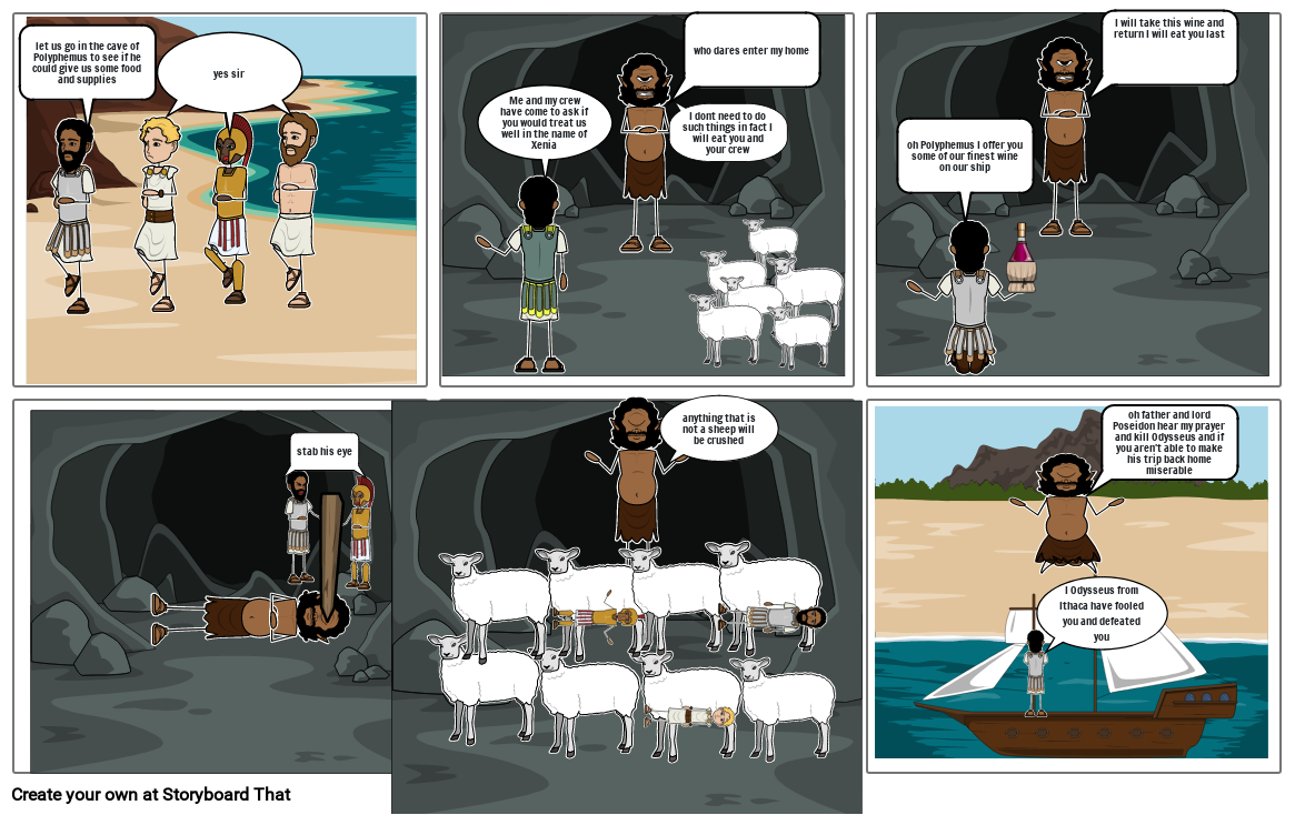 Odysseus vs the cyclops polyphemos Storyboard by 09050de0