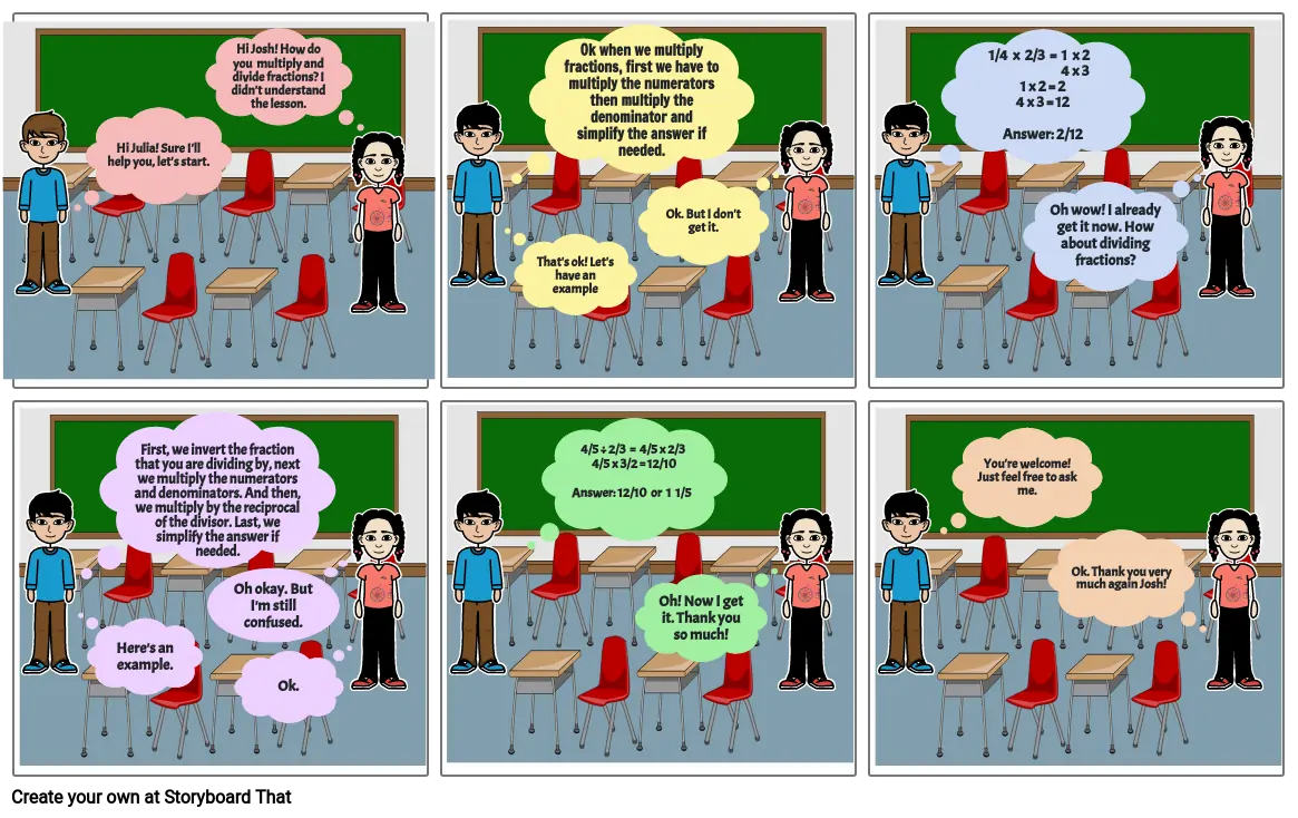 comic strip about multiplying and dividing fractions