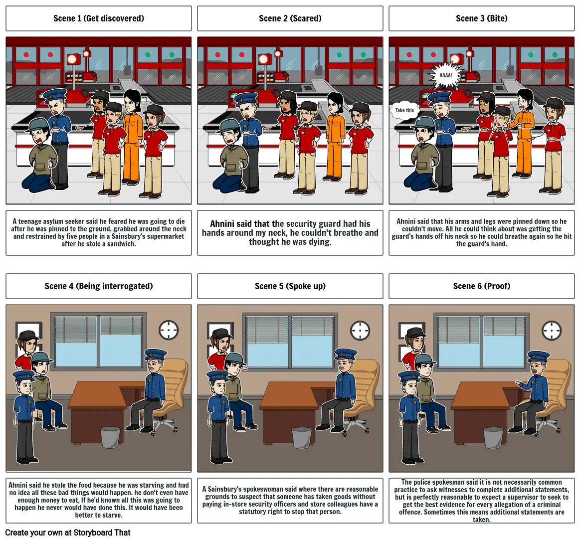 Direct speech into indirect/reported speech in a storyboard