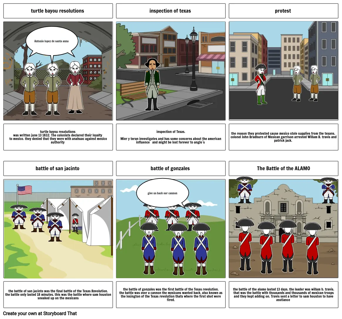 the road to Texas revolution Storyboard por 0c31a5b9