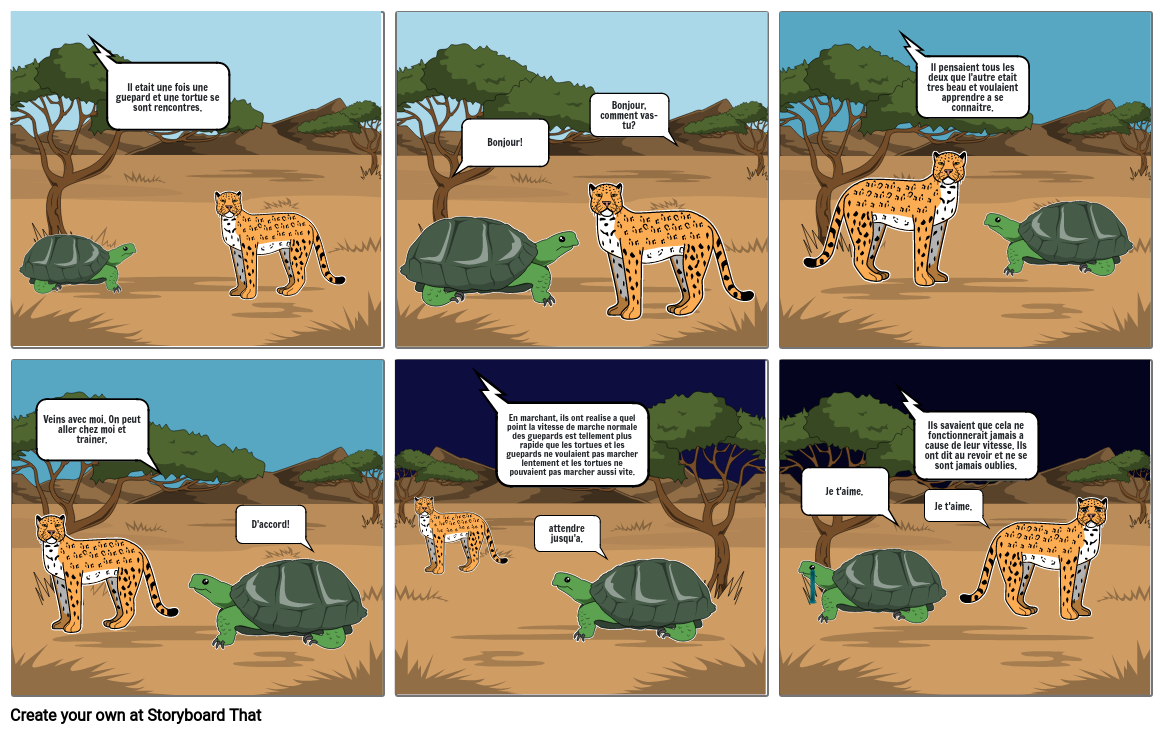 French Comic - Cheetah and the Turtle