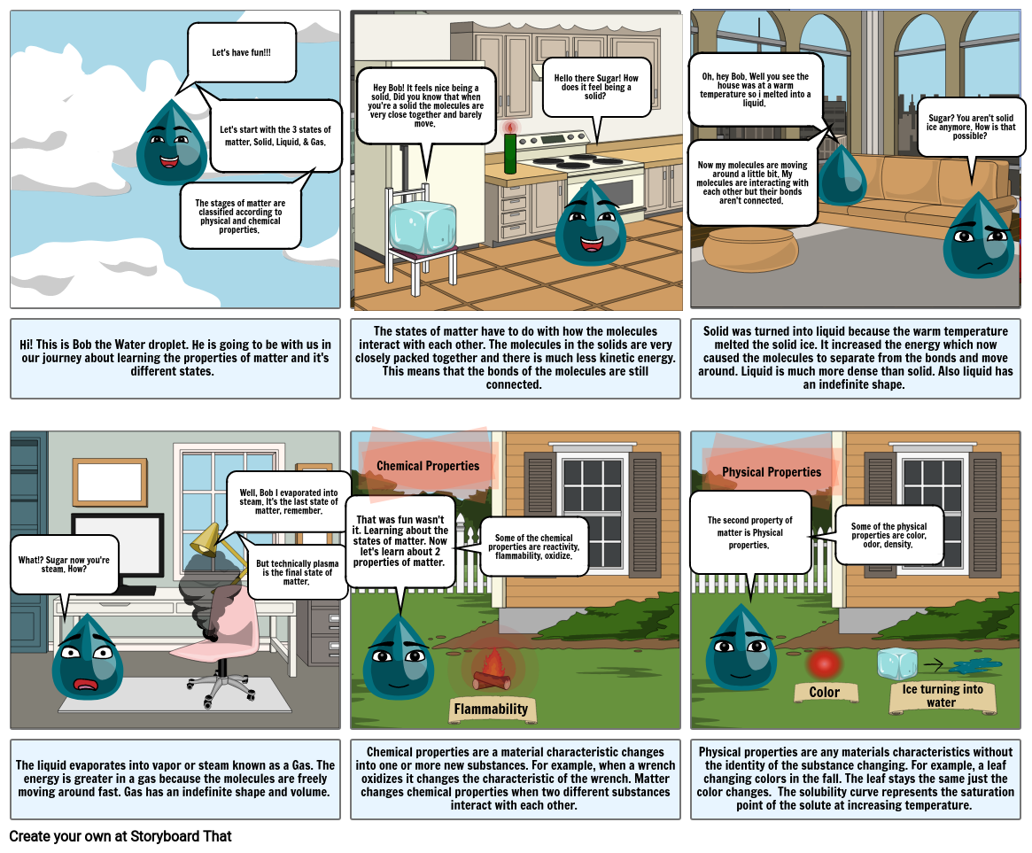 states of matter example storyboard