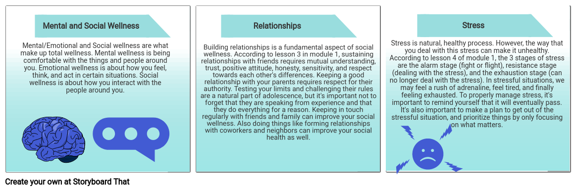 Mental/Emotional and Social Wellness Storyboard