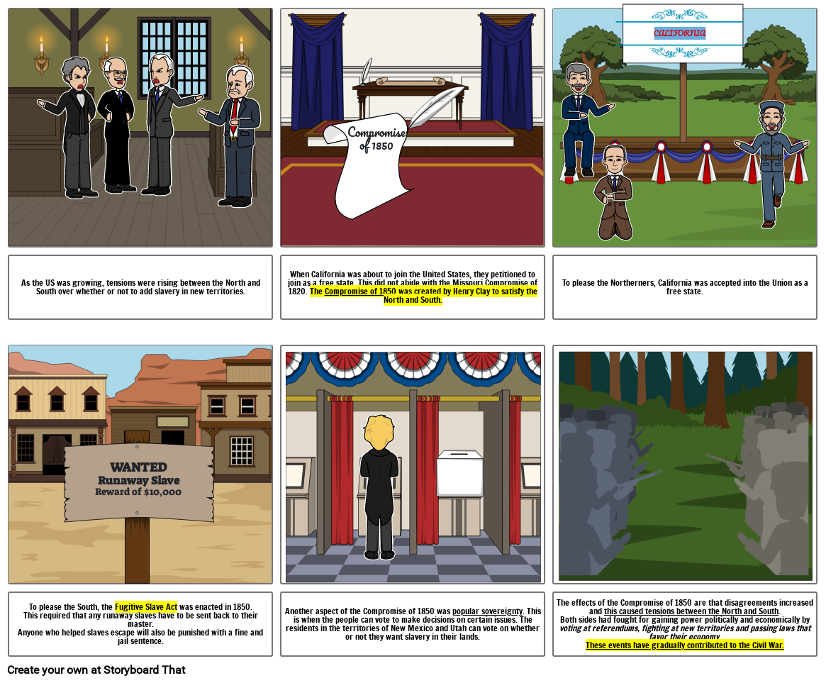 Causes of the Civil War Storyboard