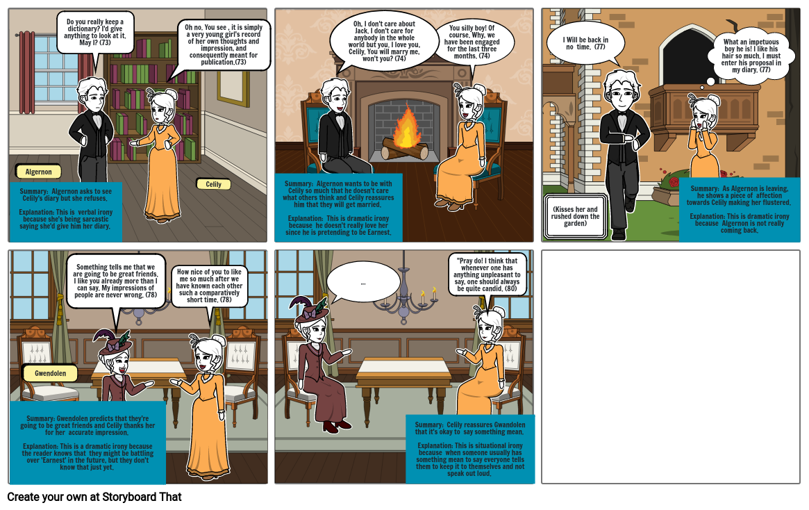 The Importance Of Being Earnest Plot Summary www.storyboardthat.com