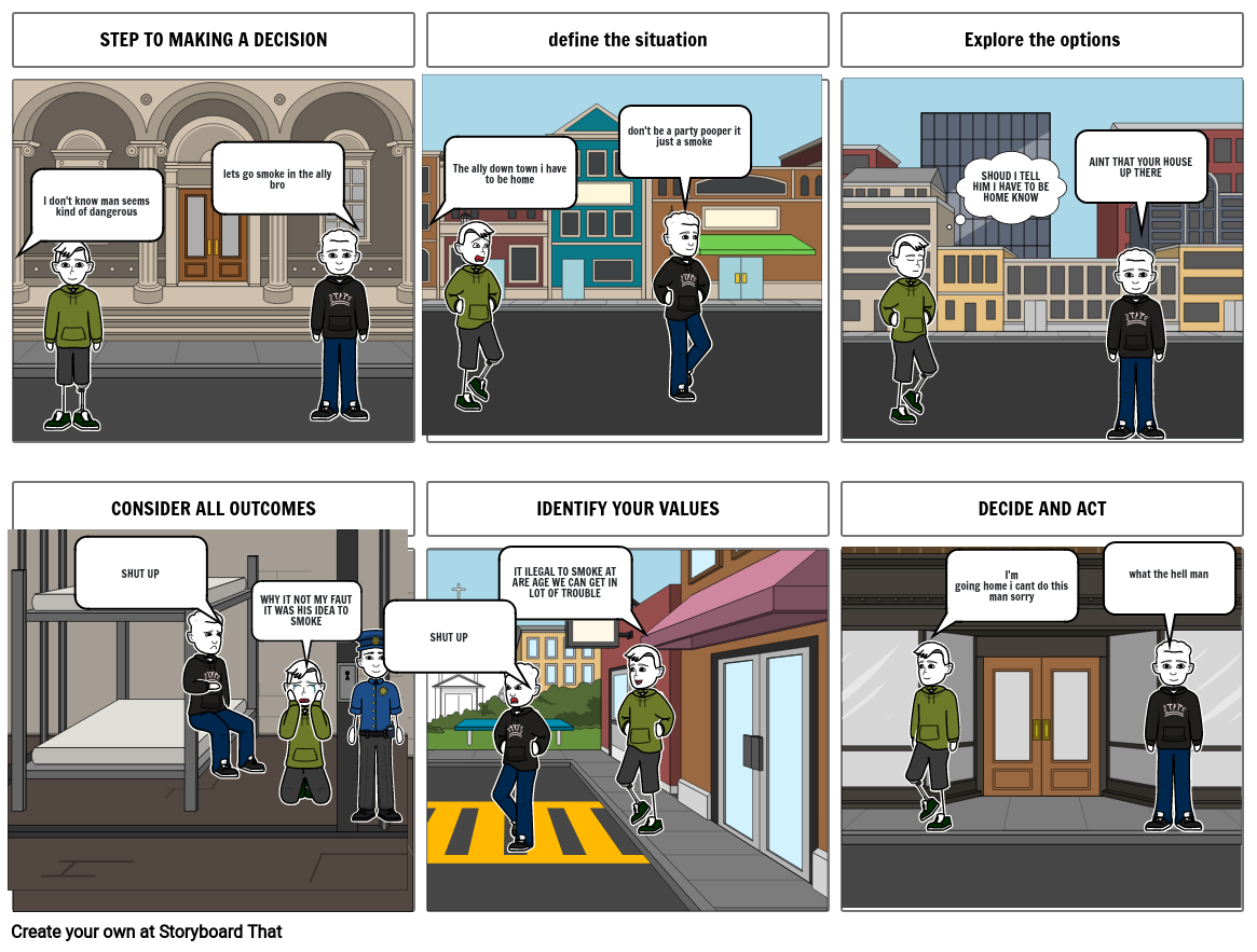 decision making comic strip Storyboard by 1317013063