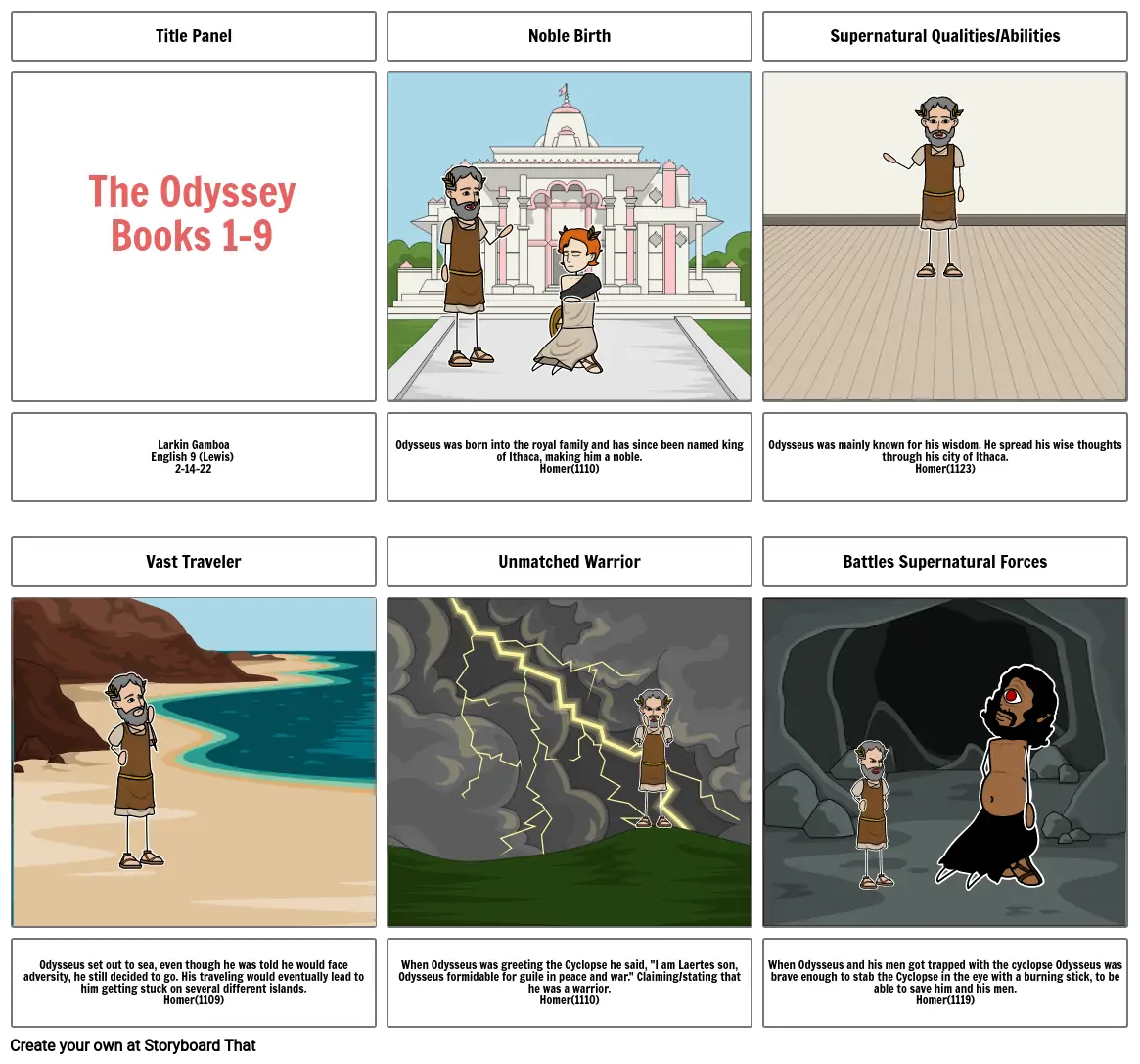 Epic Hero Storyboarding-The Odyssey books 9