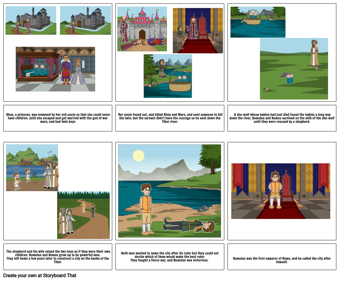 The founding of Rome Romulus & Remus Storyboard