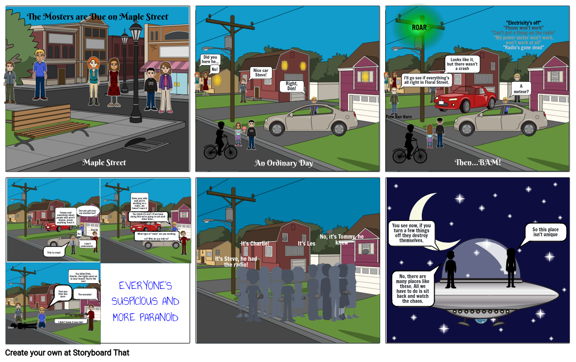 The Monsters are Due on Maple Street Storyboard