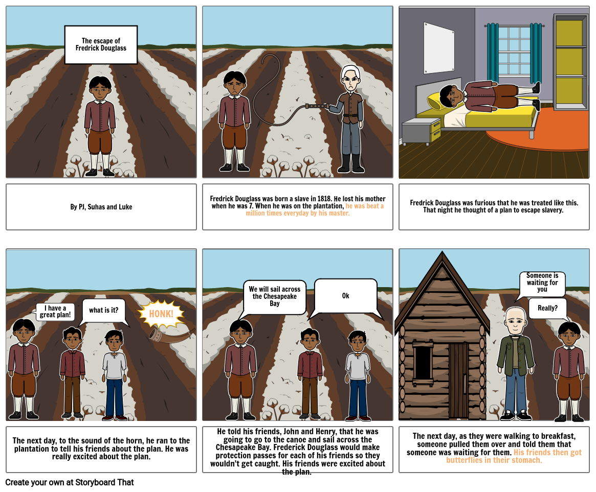 The escape of Fredrick Douglass Storyboard by 1720477f