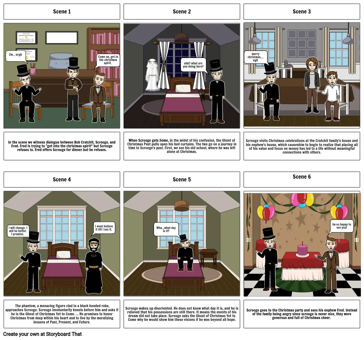 Christmas Carol Story Board. 