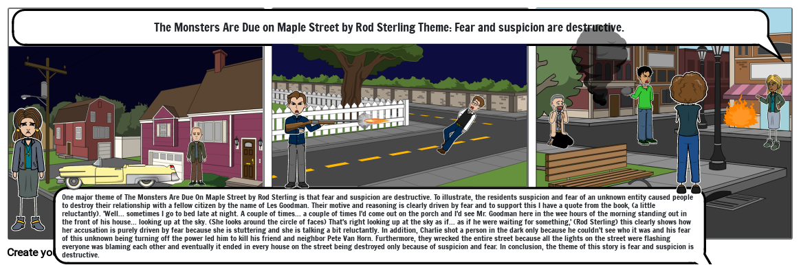 The Monsters Are Due on Maple Street Theme: Fear and Suspicion are destruct