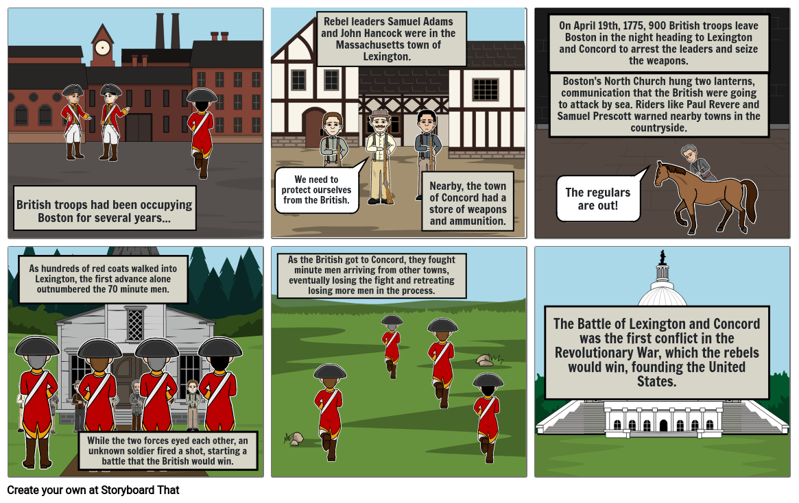 The Battle of Lexington and Concord Storyboard