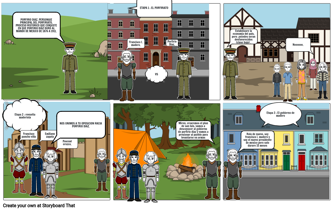 ETAPAS DE LA REVOLUCION MEXICANA Storyboard by 1c1f5465