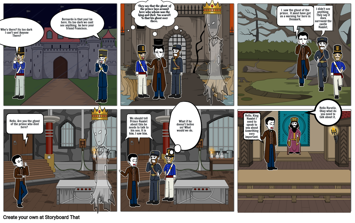Hamlet Act 1 Comic Strip Storyboard by 1d39a884