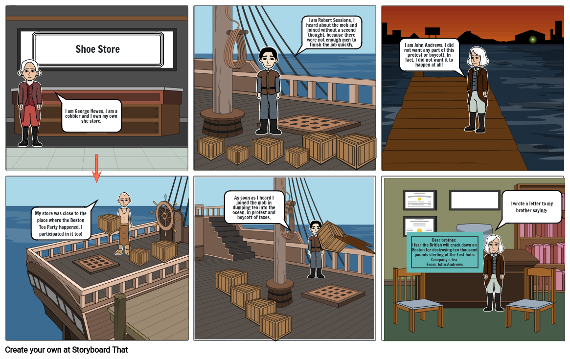 Boston Tea Party Comic Strip Storyboard by 1d7d4b58