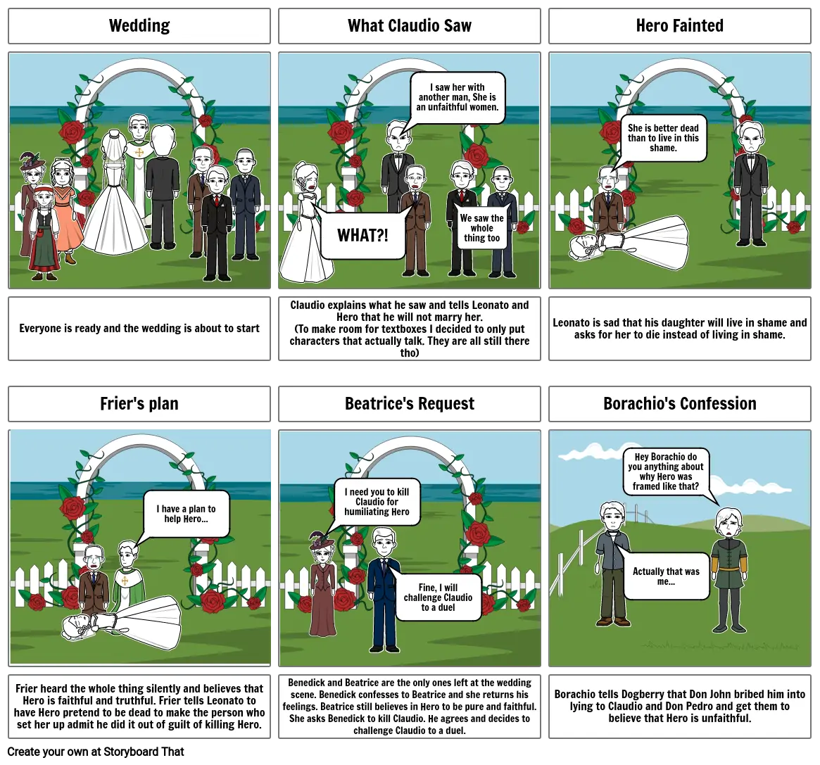 Much Ado About Nothing Act 4 Scene 1 Storyboard