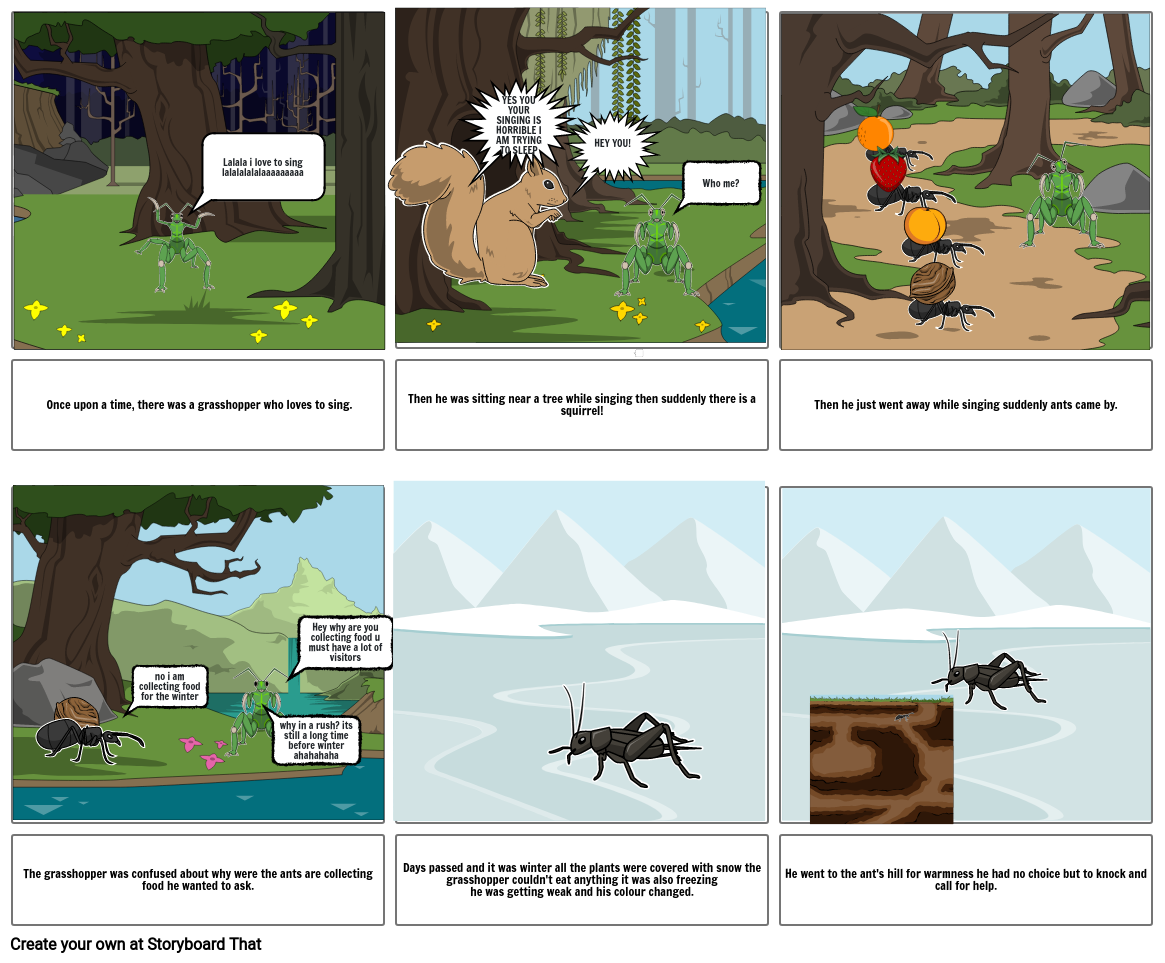 Grasshopper and the ant Storyboard by 1dcc560f