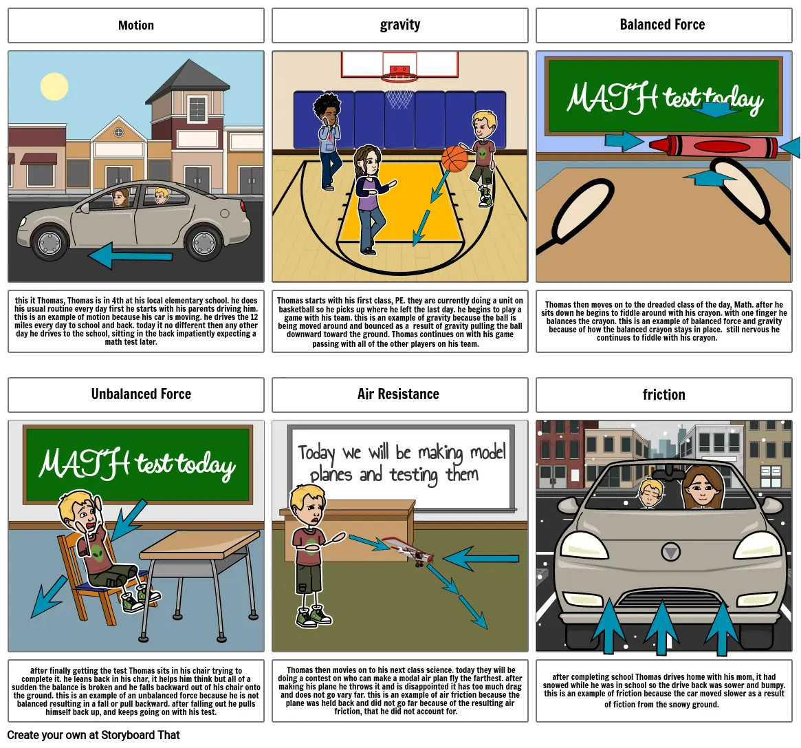 science motion storyboard