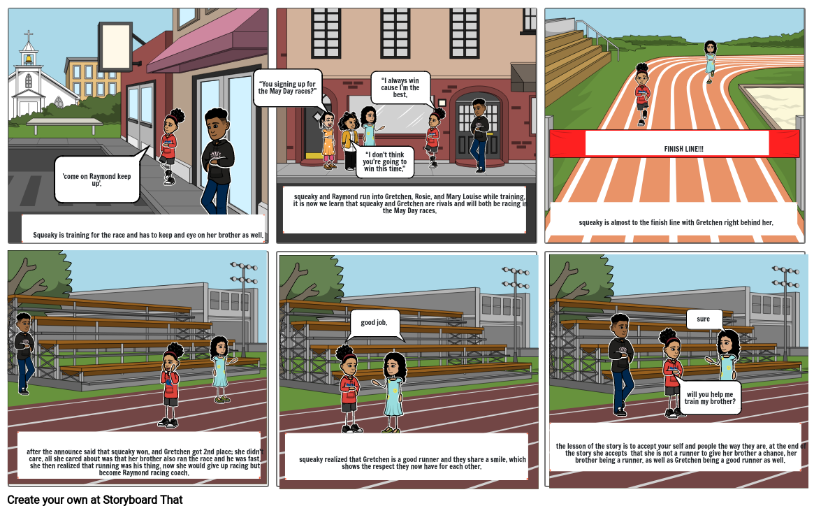 Raymond's Run story board Storyboard by 1eead47a