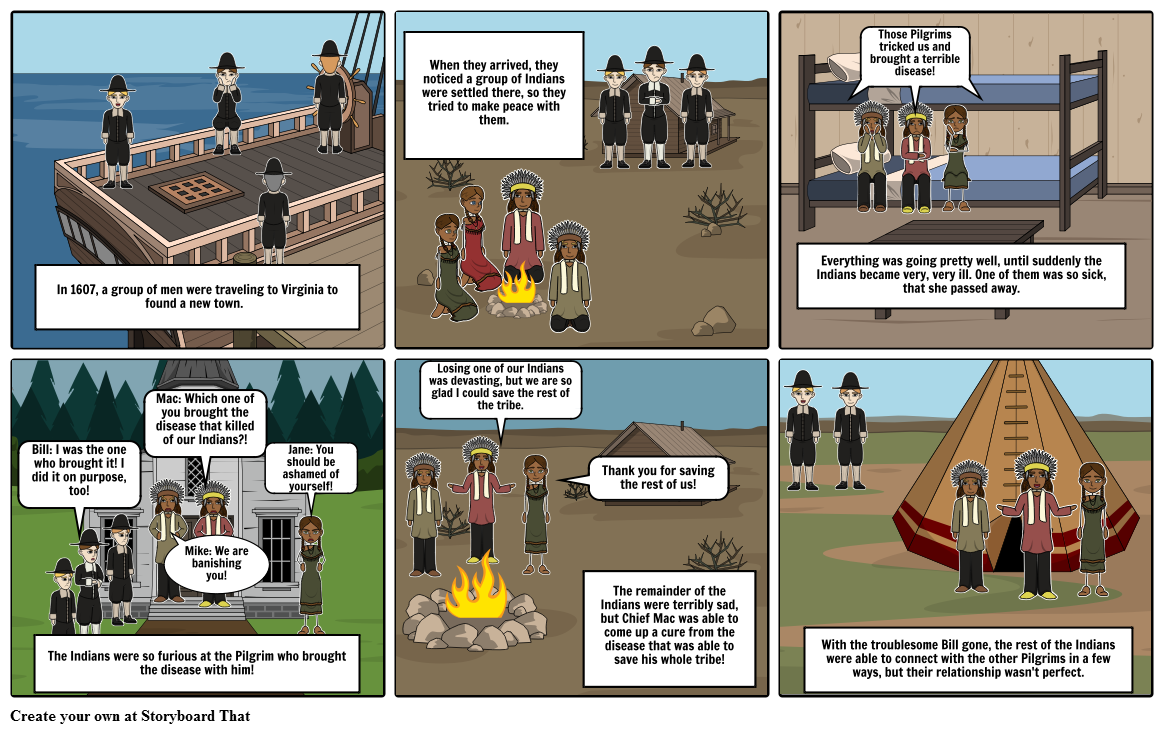 Jamestown: Pilgrims vs. Indians Storyboard by 22emmadunakey