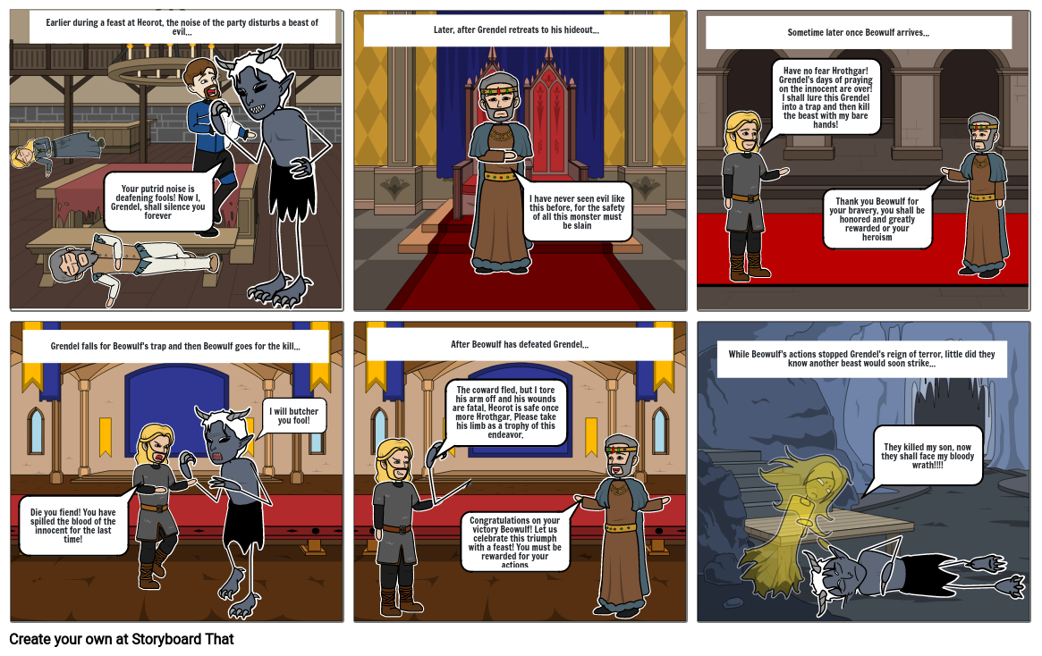 Beowulf's battle with Grendel Storyboard por 23cfc5d0