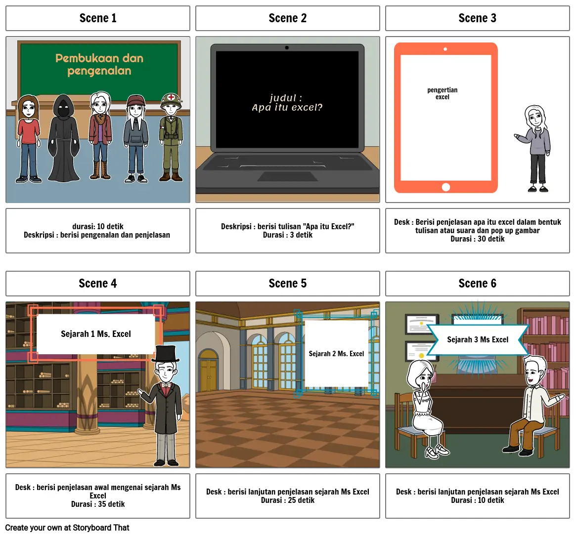 storyboard excel