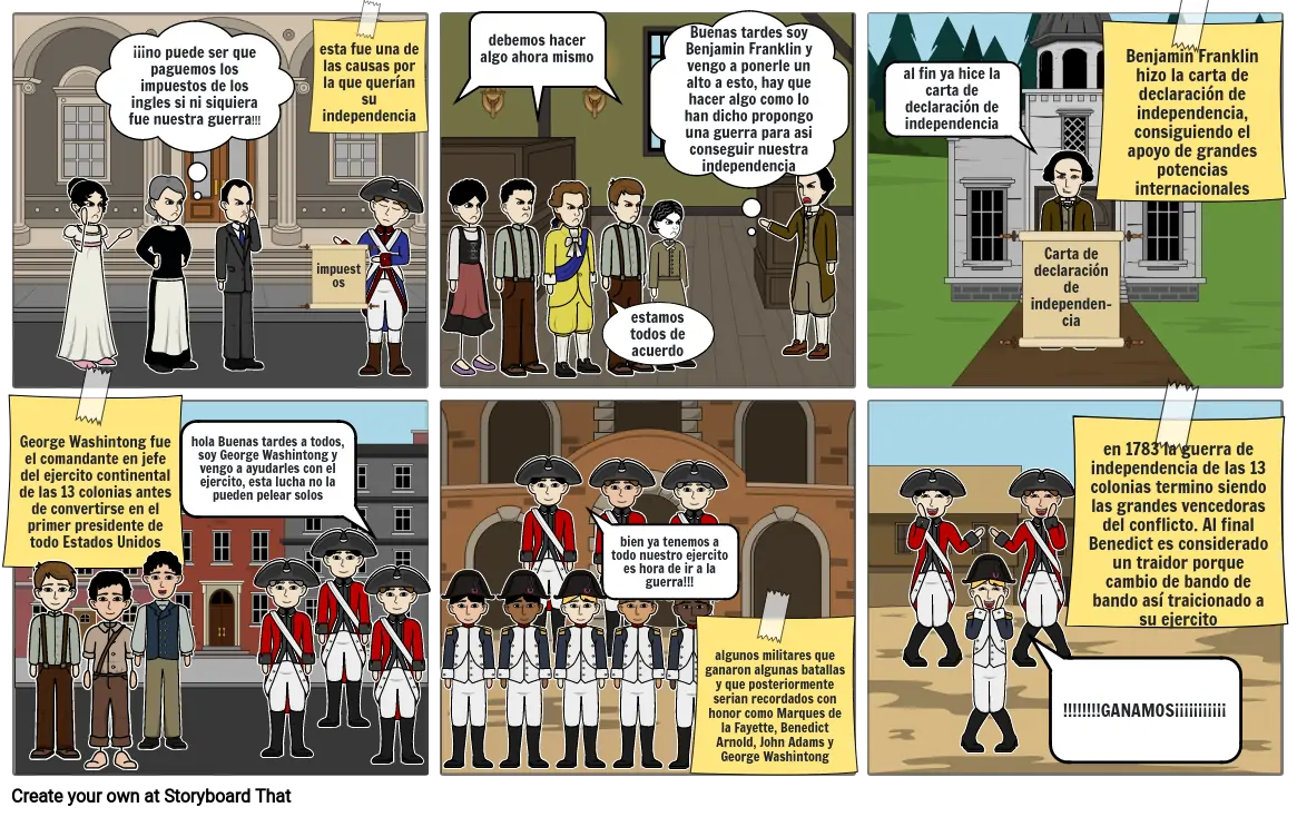 mi comic de la independencia de las 13 colonias