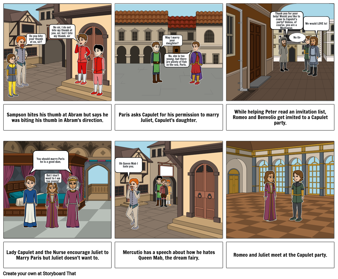 Romeo and Juliet Act 1 Storyboard by 26c20ed6