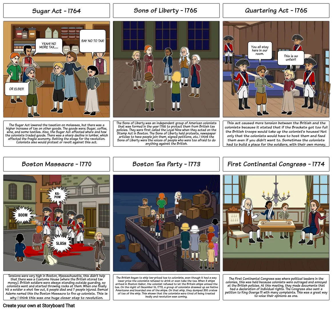 KaiLee Smith's Road to Revolution Timeline Storyboard