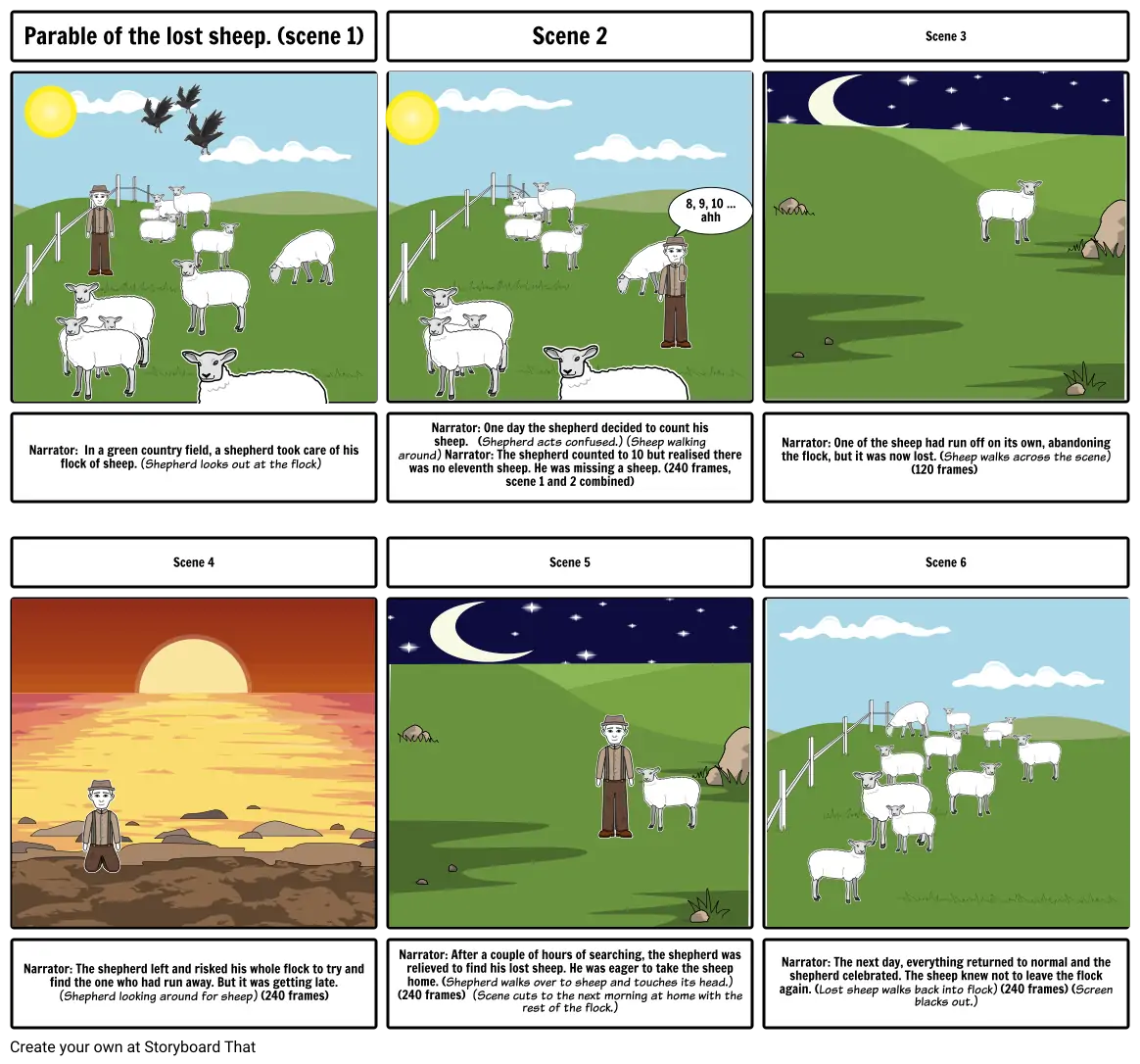 Leo Smithson-Parable of the lost sheep storyboard