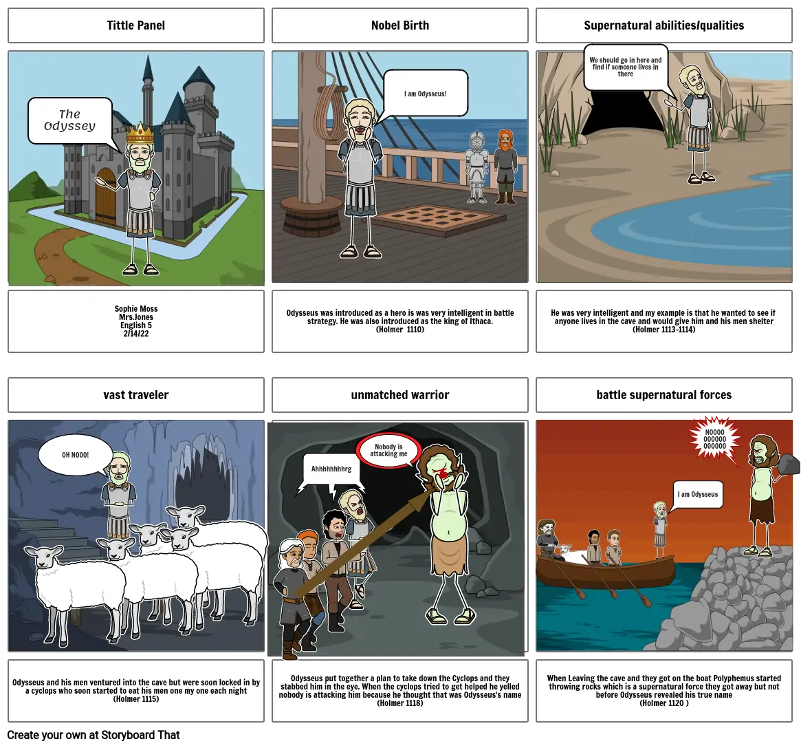 (Sophie Moss) Epic hero Storyboarding activity- The Odyssey Book 9