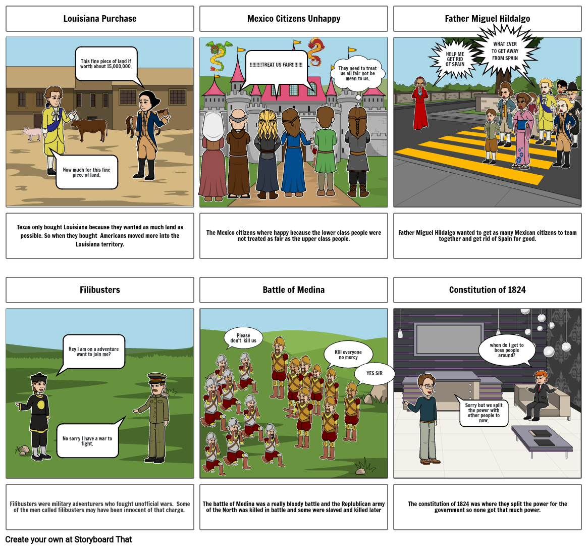 Mexico gains independence Storyboard