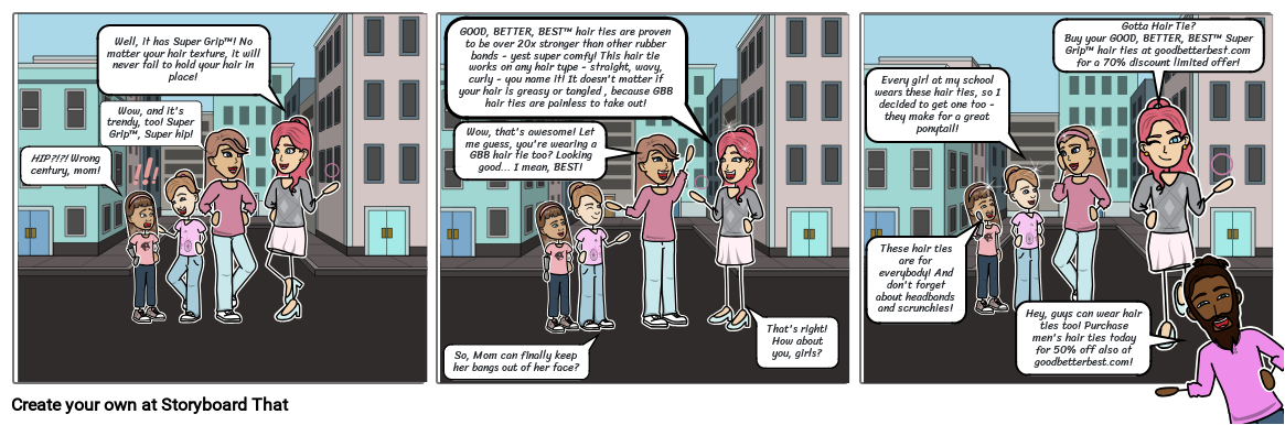 Hair Tie Ad Storyboard