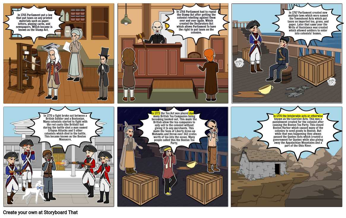 Causes Of The Revolutionary War Storyboard By 2ce335b9