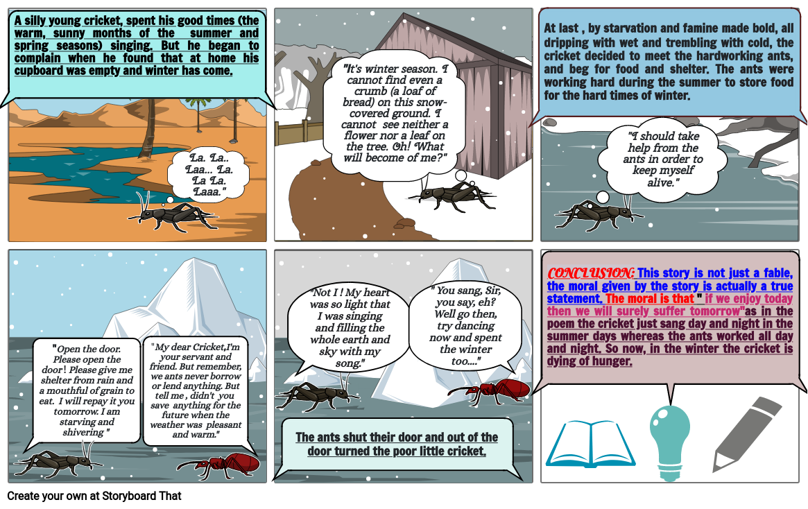 the-ant-and-the-cricket-comic-strip-english-project-by-darsh-vaishnav