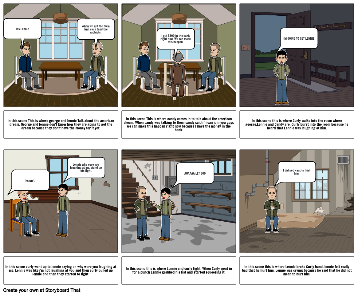 Of Mice and Men project Storyboard by 2d3a02a4