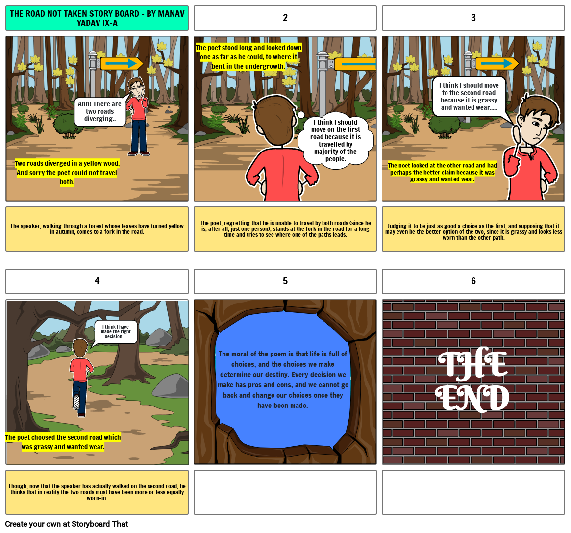 THE ROAD NOT TAKEN STORY BOARD-MANAV YADAV Storyboard