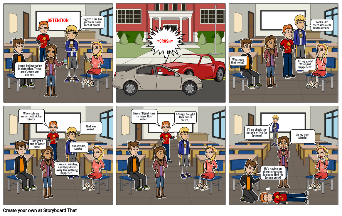 Detention Comic Strip - One of Us is Lying Storyboard