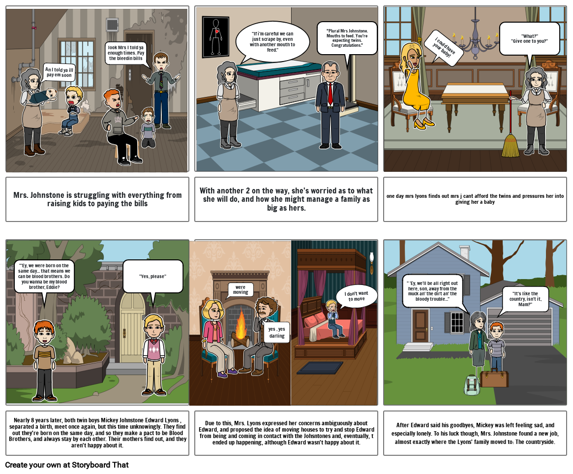 blood brothers story board Storyboard by 300da95448