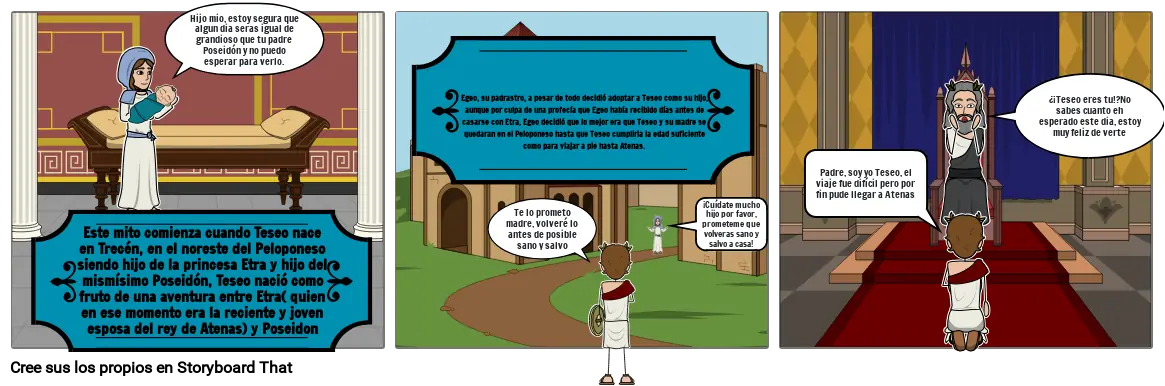 Comic sobre Teseo y el Minotauro