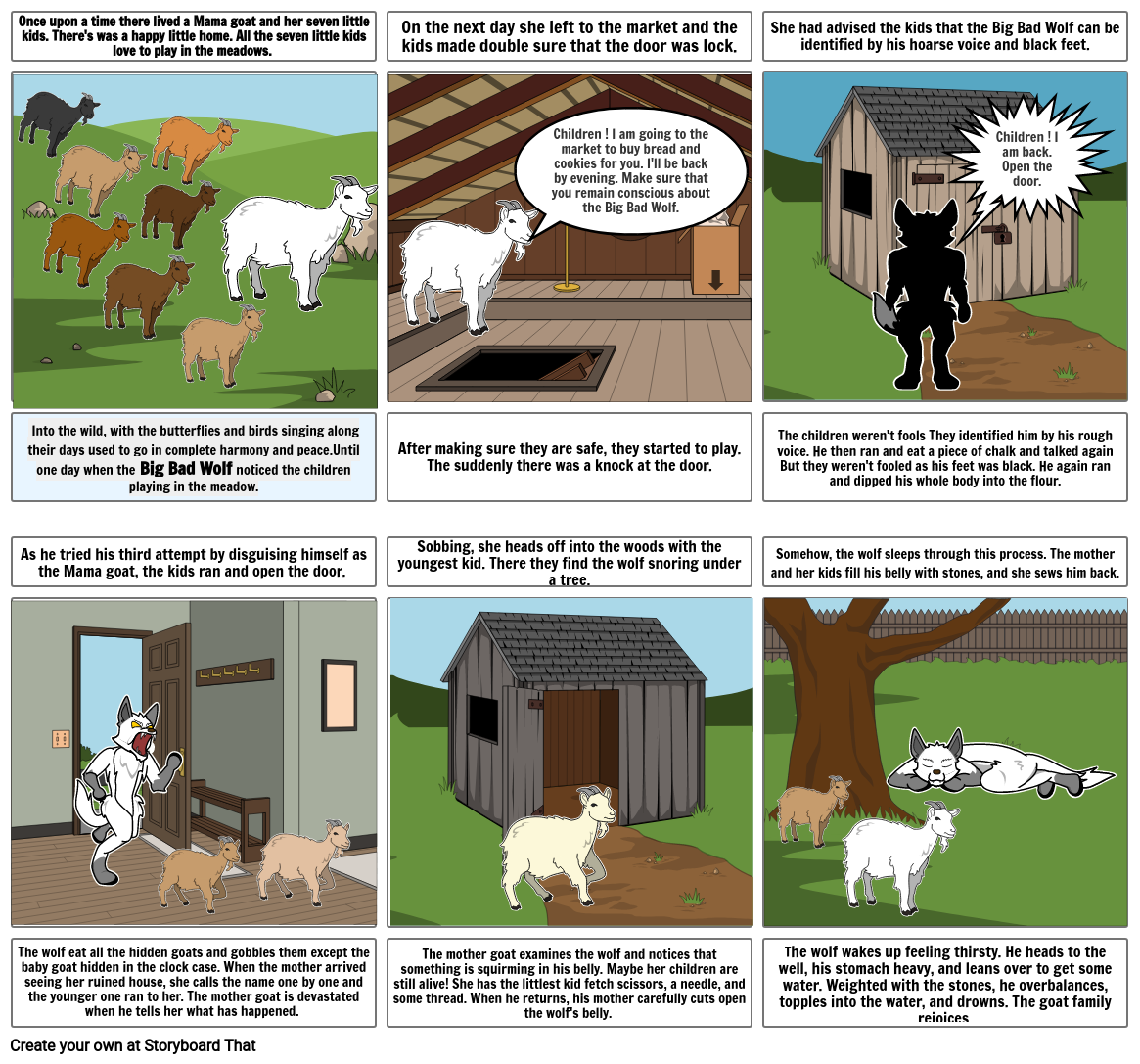 The Wolf And The Seven Little Goats Storyboard